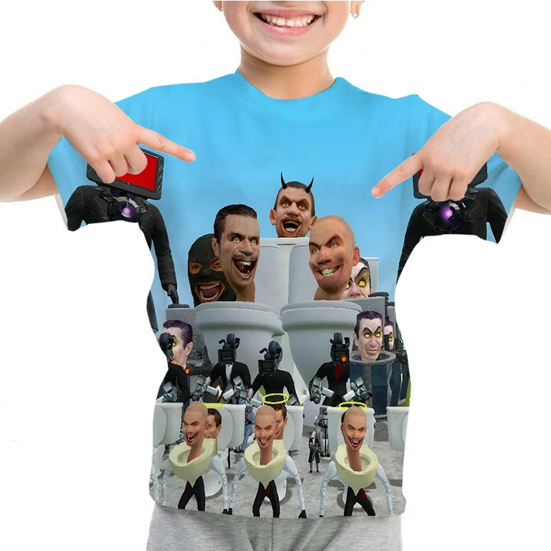 Retro Gaming T Shirt - New Summer 3D Printing Game Skibidi